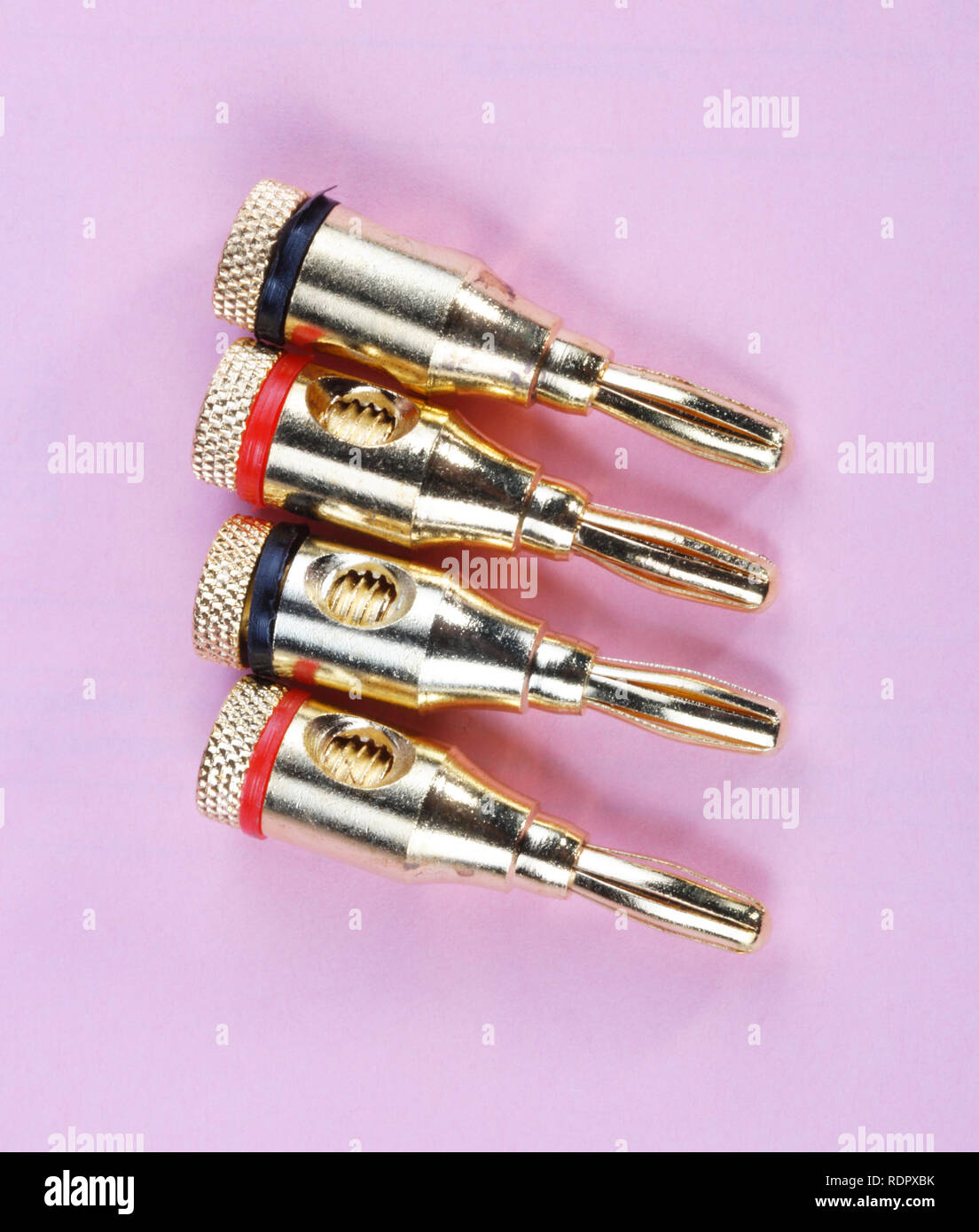 four electric banana plug Stock Photo Alamy