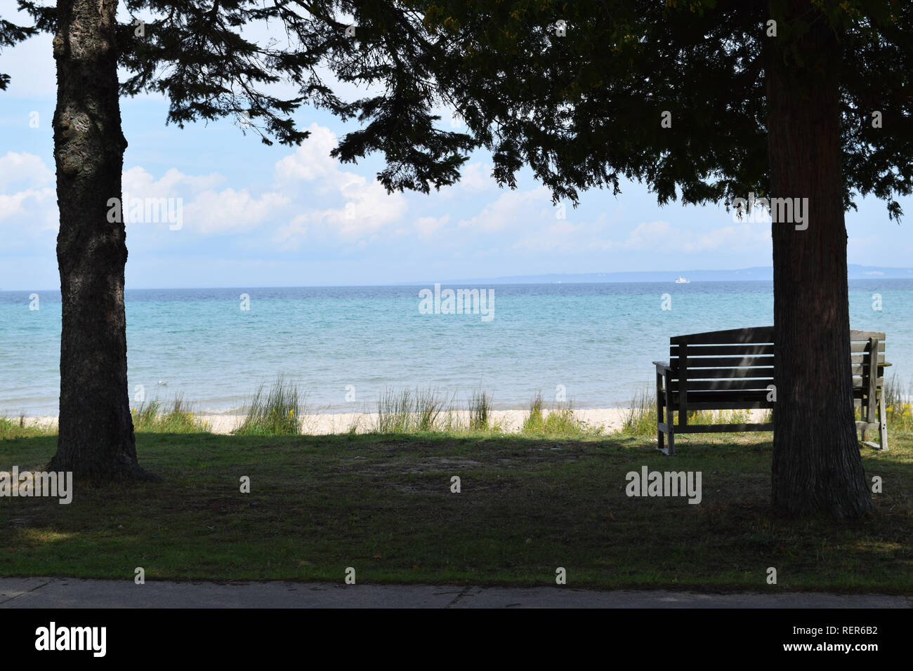Park at Lake Huron Stock Photo Alamy