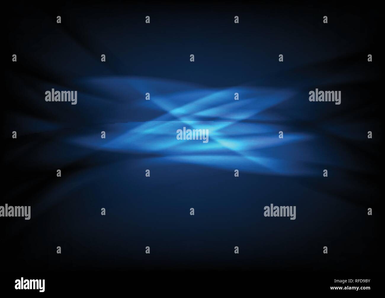 Dark blue neon glowing waves abstract background. Vector design Stock