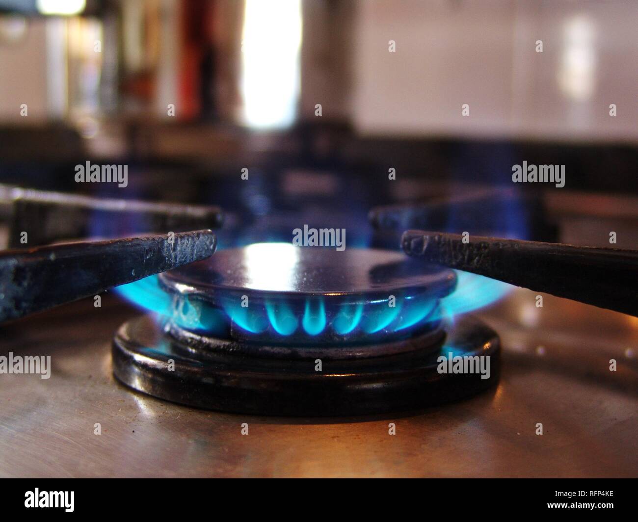 Gas stove, flame Stock Photo Alamy