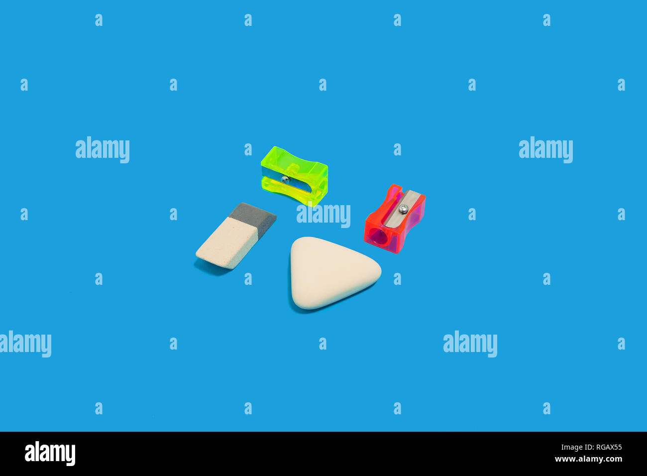 two erasers and sharpeners Stock Photo Alamy