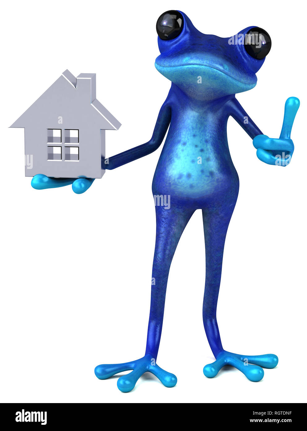 Fun blue frog 3D Illustration Stock Photo Alamy