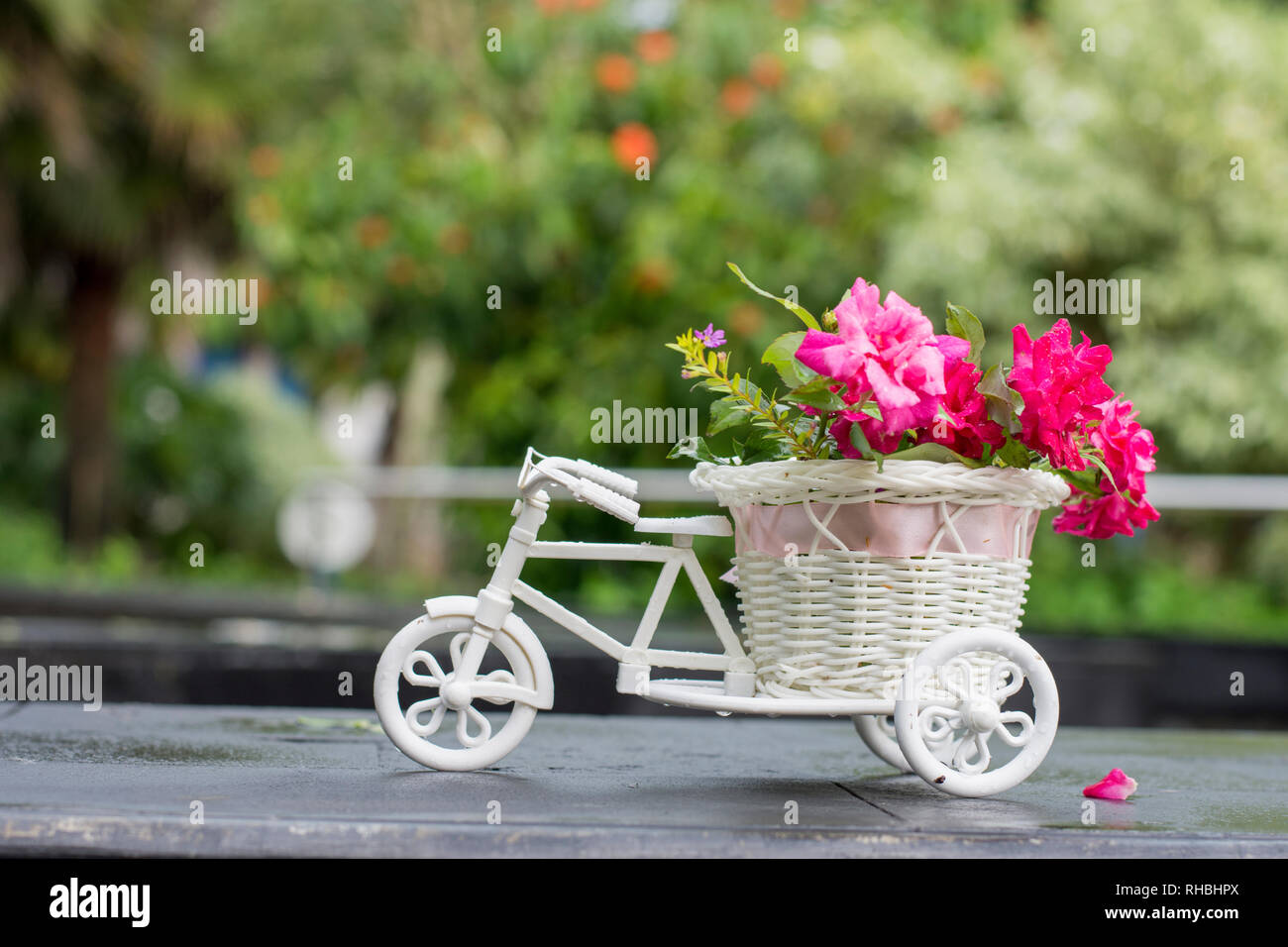 Flower delivery bike Stock Photo Alamy