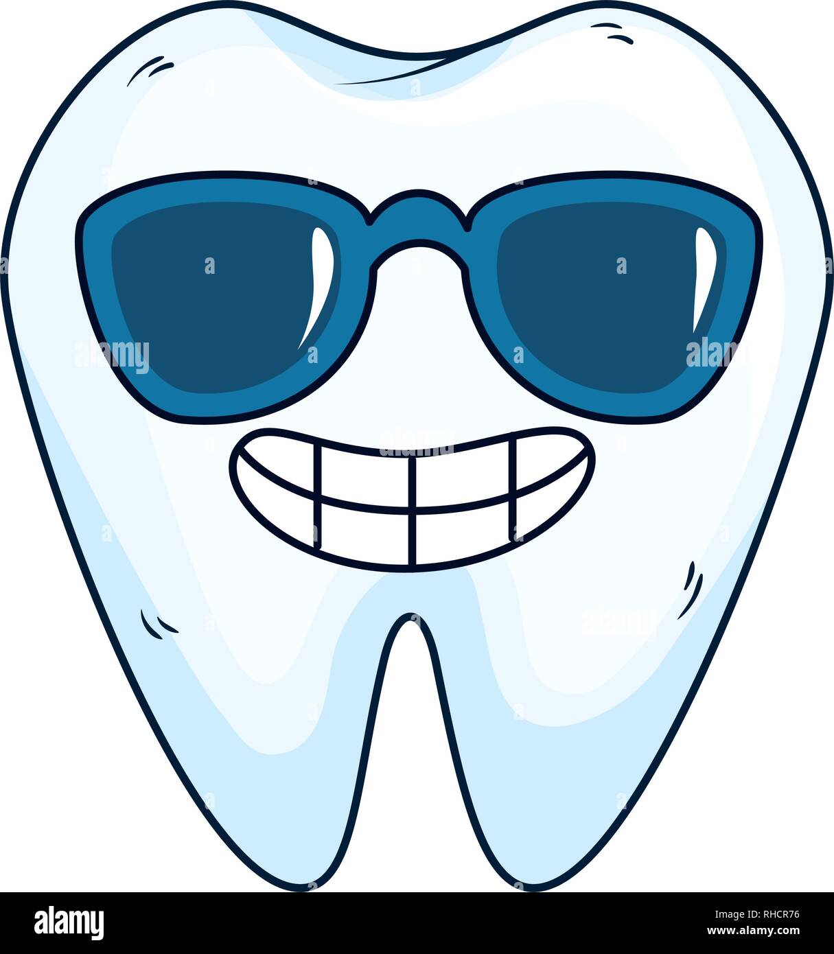 comic tooth with sunglasses kawaii character Stock Vector Image & Art
