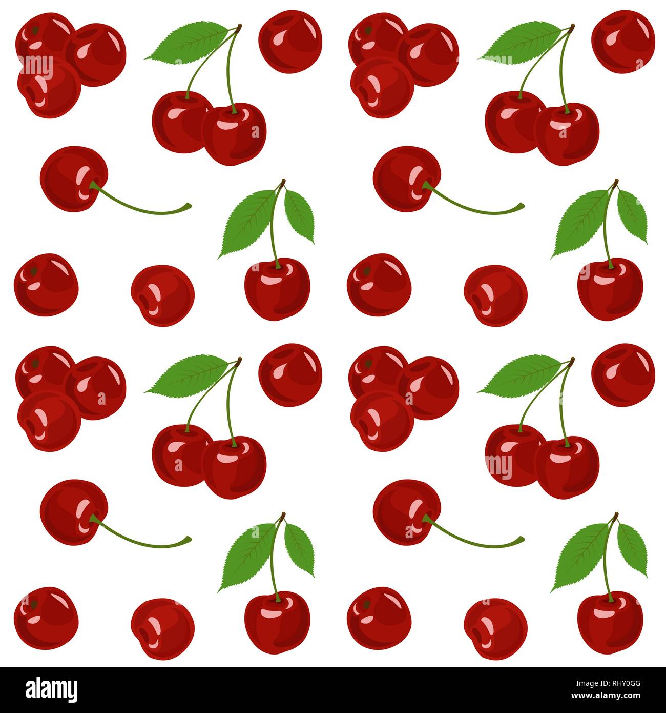 Cherry isolated vector illustration. Cherry background. Seamless