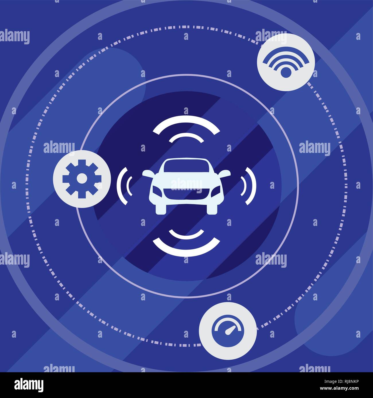 autonomous smart car connection technology vector illustration Stock