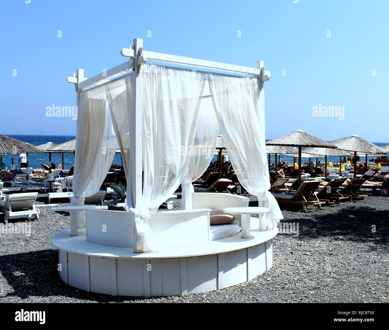 Canopy bed on beach Stock Photo Alamy