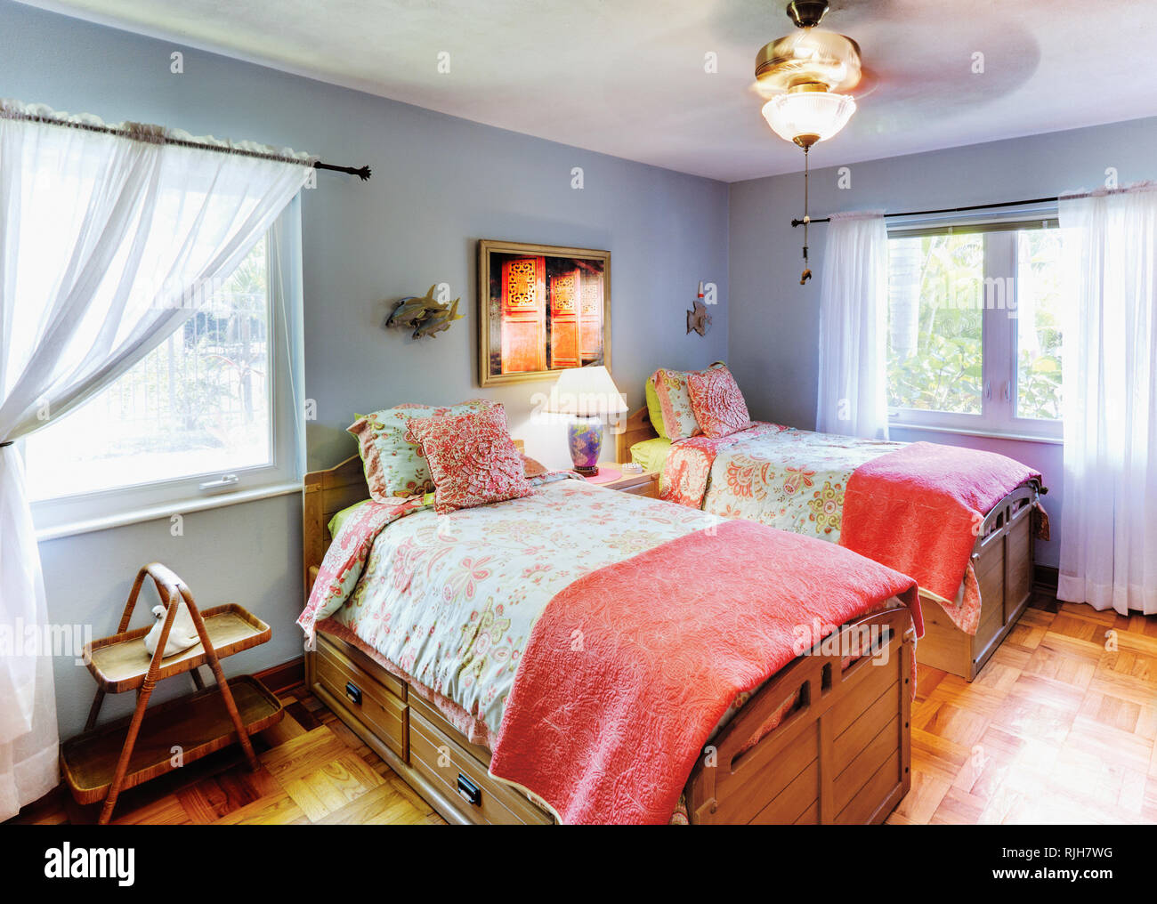 Matching Twin Beds Stock Photo Alamy