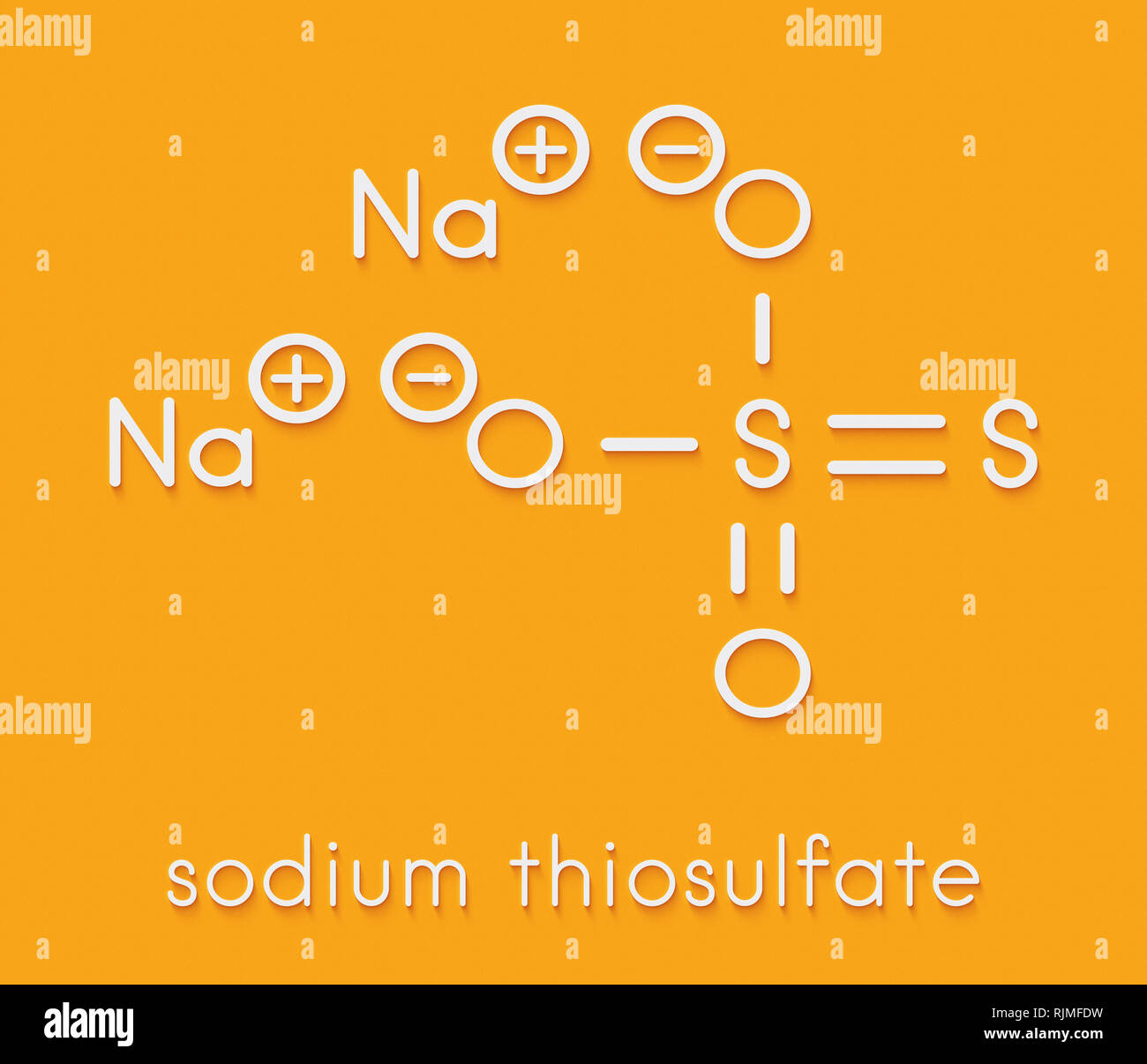 Sodium thiosulfate, chemical structure. Skeletal formula Stock Photo