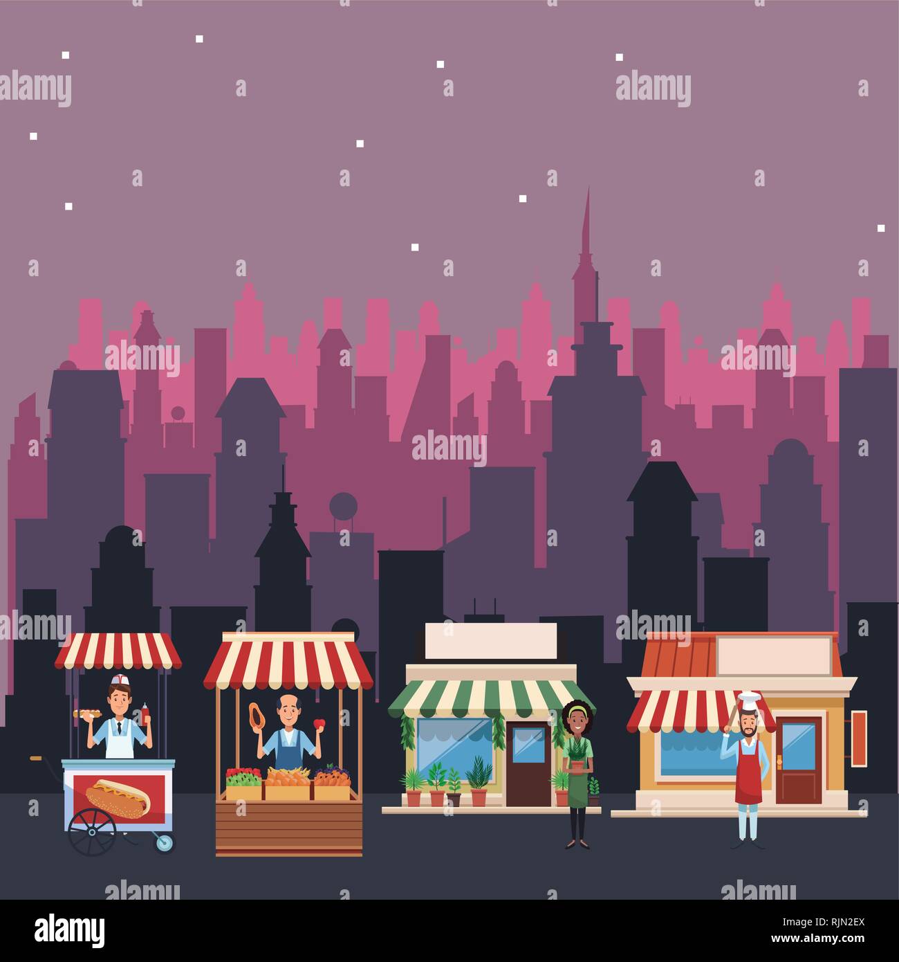 food stands cartoon Stock Vector Image & Art Alamy