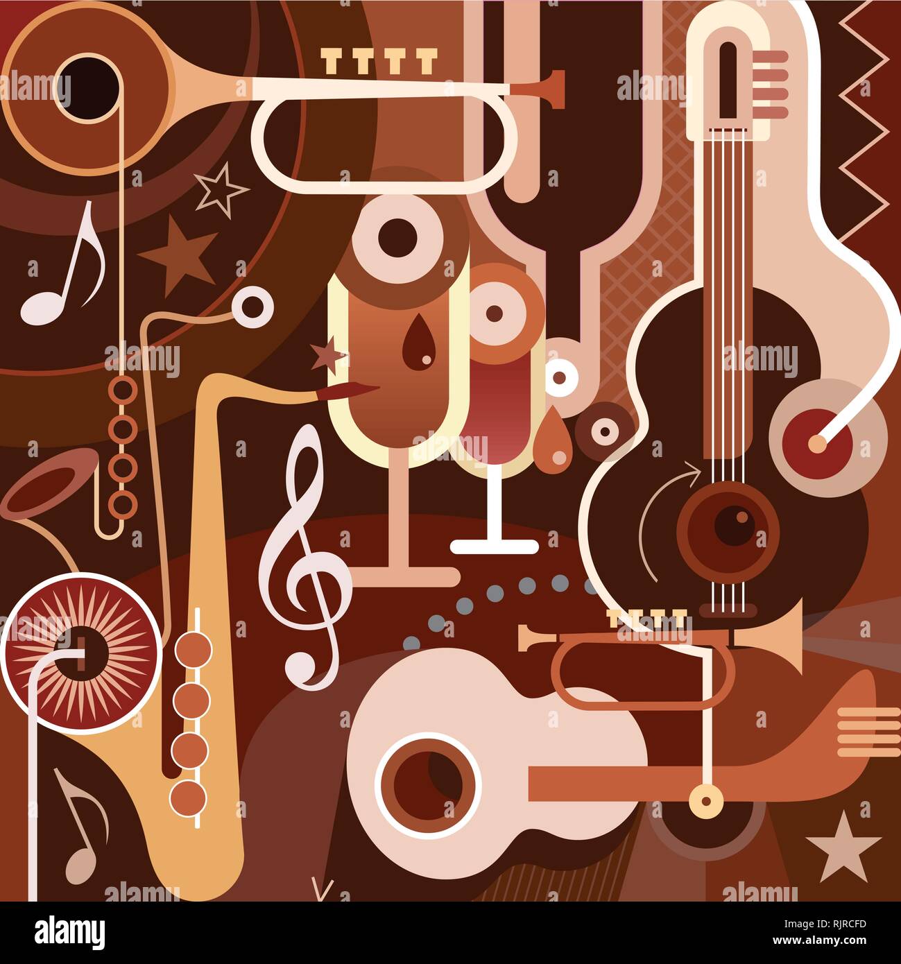 Music. Abstract vector illustration with musical instruments Stock Vector Image & Art Alamy