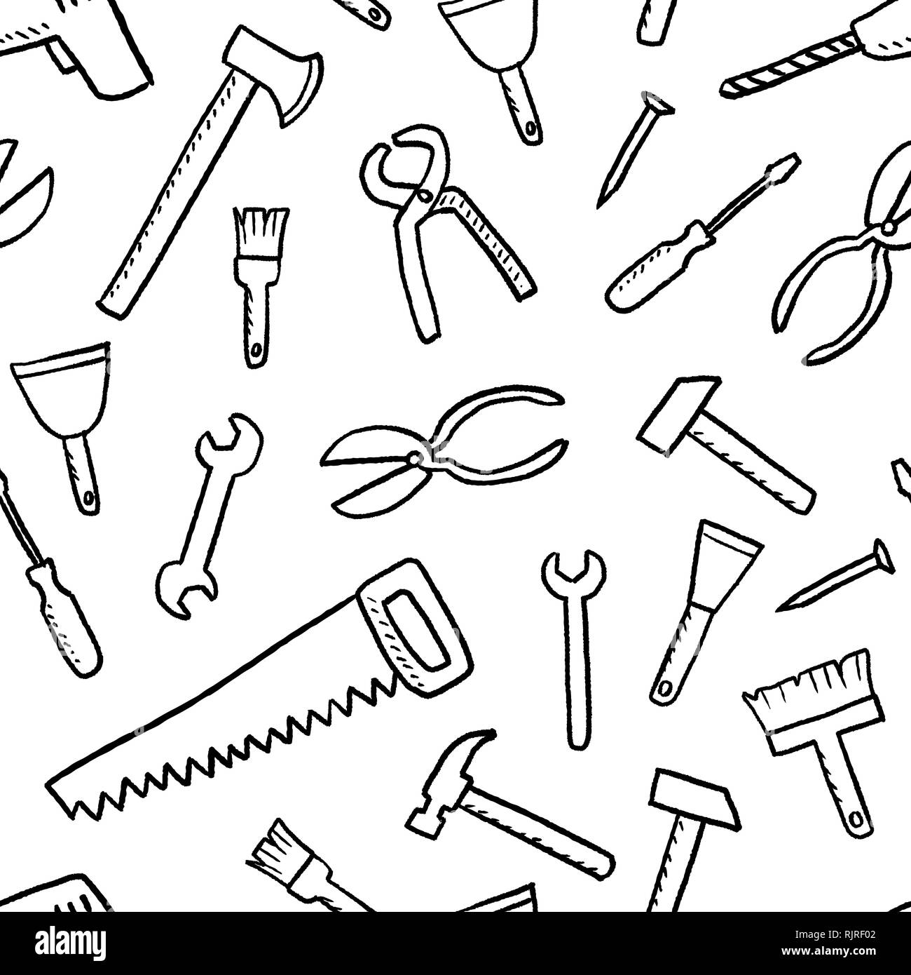 Tools texture seamless background. DIY and woodworking tools vector
