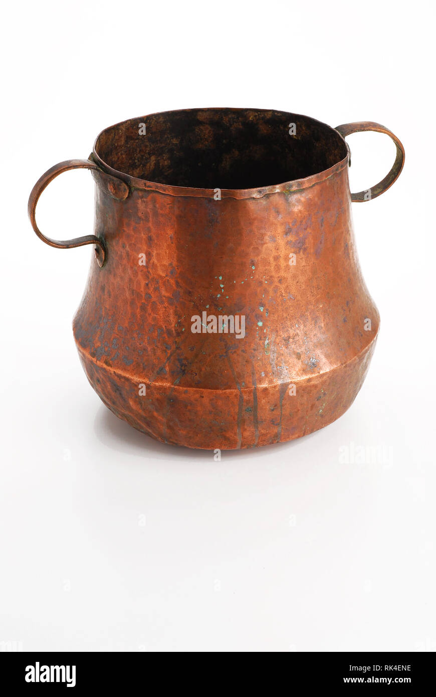 large copper pot on white background Stock Photo Alamy