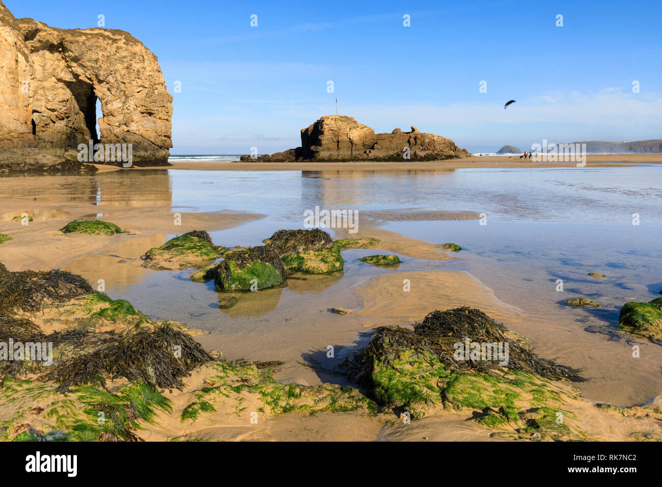 Perranporth Beach in Cornwall Stock Photo Alamy