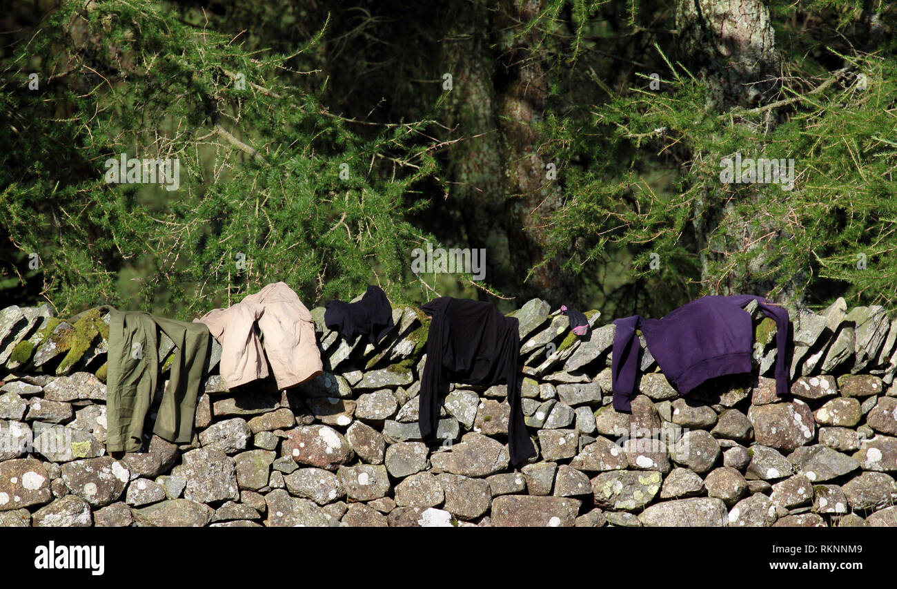 Lake District clothes drying Stock Photo Alamy