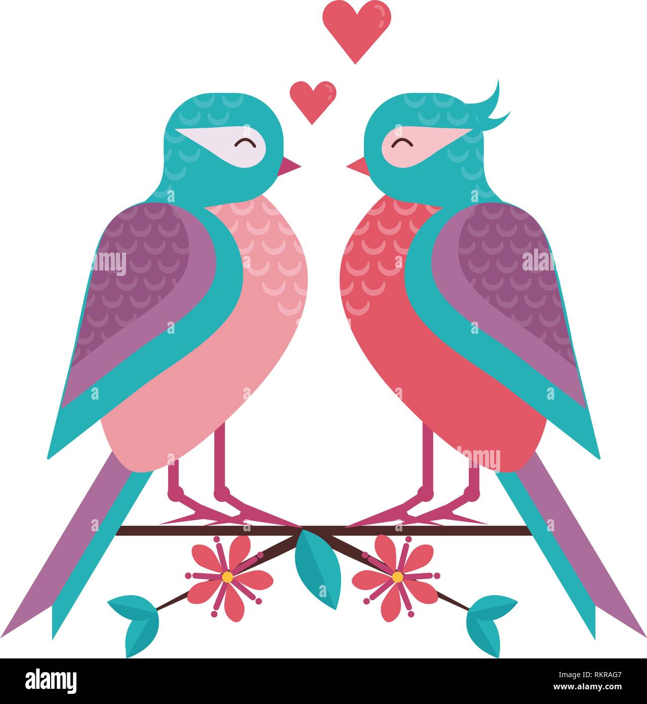 Cartoon Love Birds In A Tree