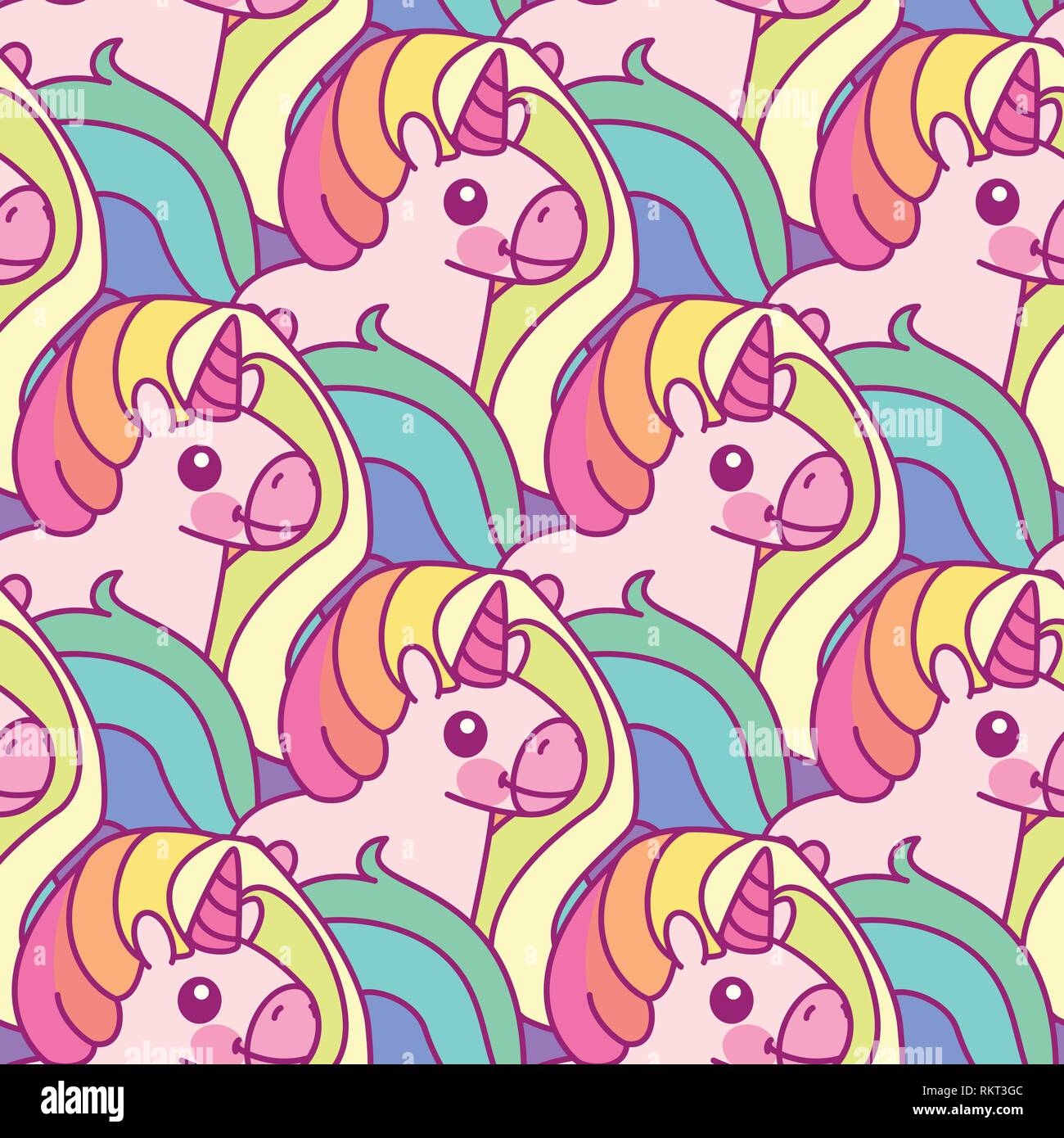 vector rainbow unicorn seamless pattern wall art Stock Vector Image