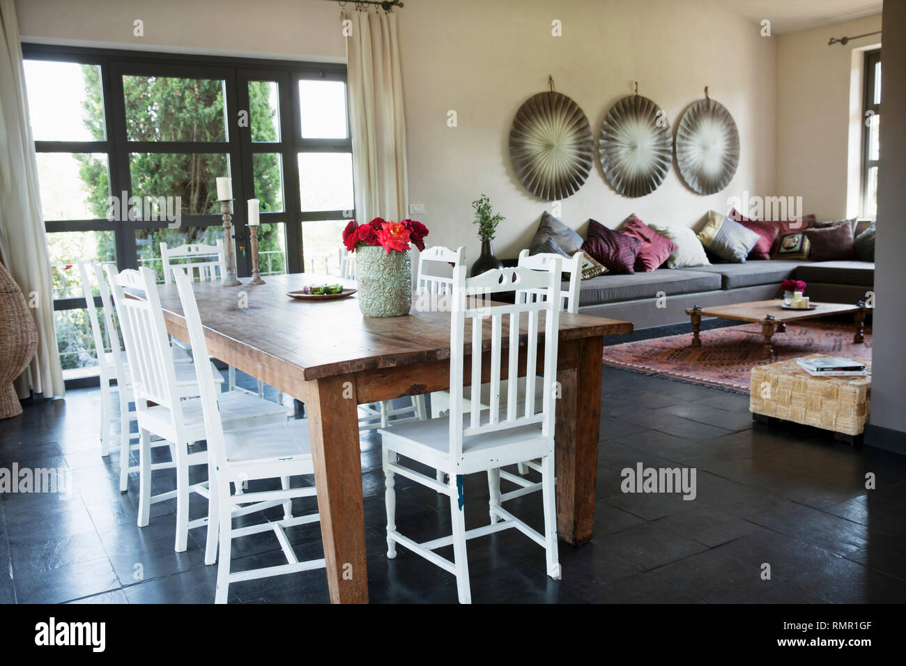 Dining table and living room Stock Photo Alamy
