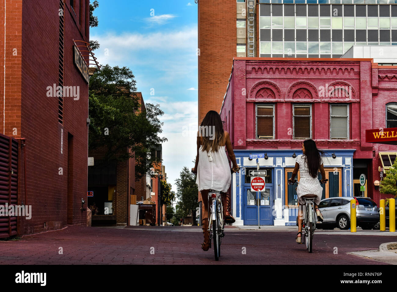 downtown bike ride Stock Photo Alamy