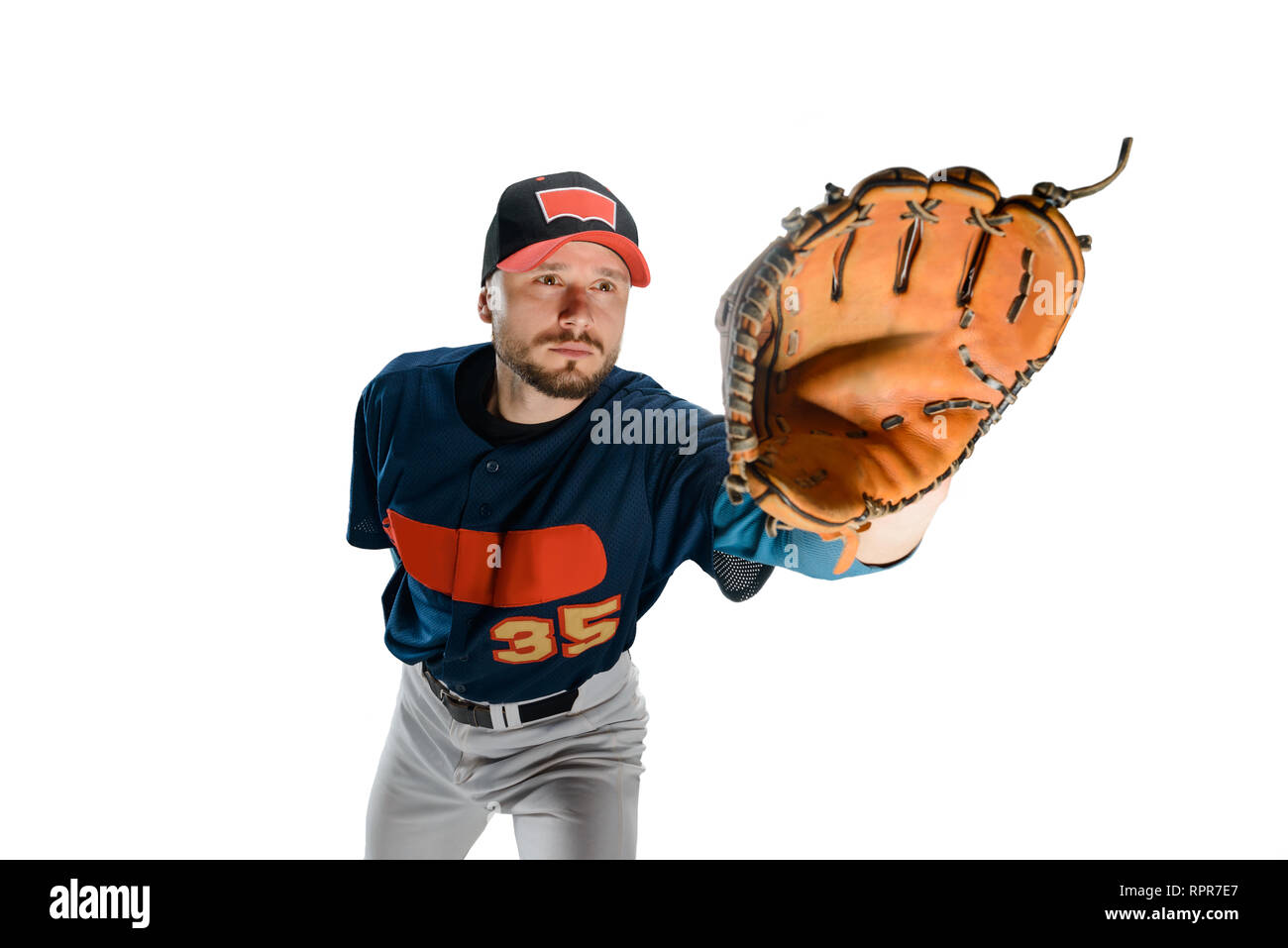 Baseball player catching a ball Stock Photo Alamy