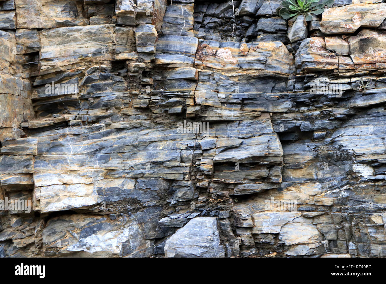 Mountain stone pattern background. Laminated rock texture Stock Photo