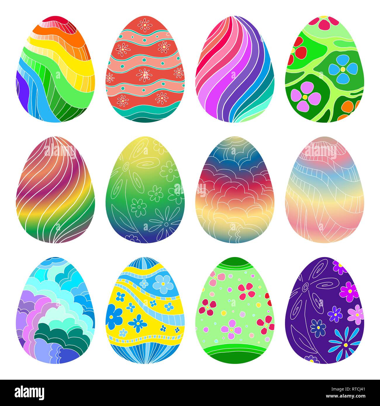 Set of different colored easter eggs. Vector Stock Vector Image & Art