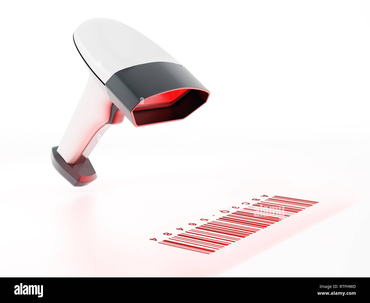 Generic barcode scanner scanning a barcode. 3D illustration Stock Photo