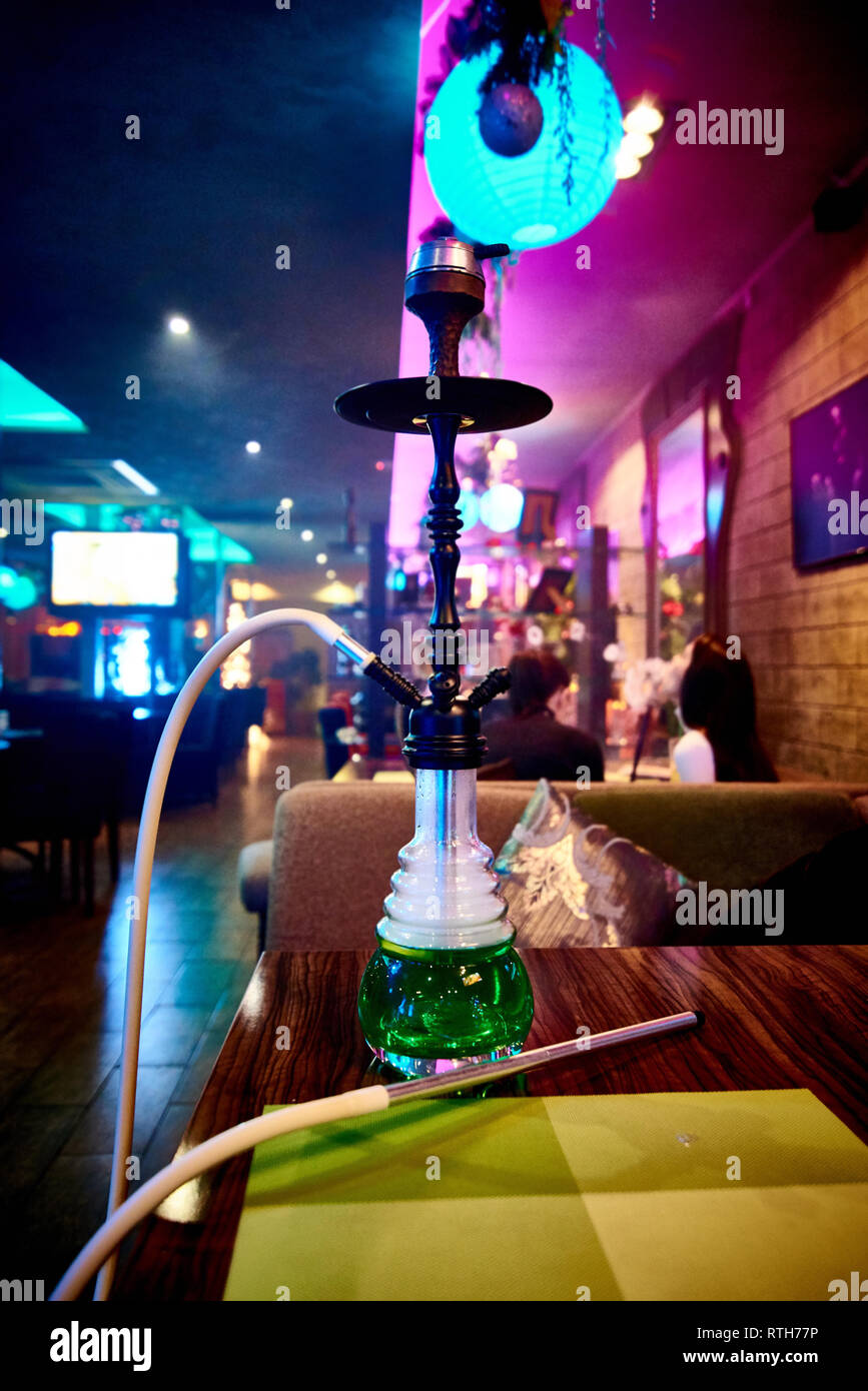 Hookah smoke in lounge bar Stock Photo Alamy