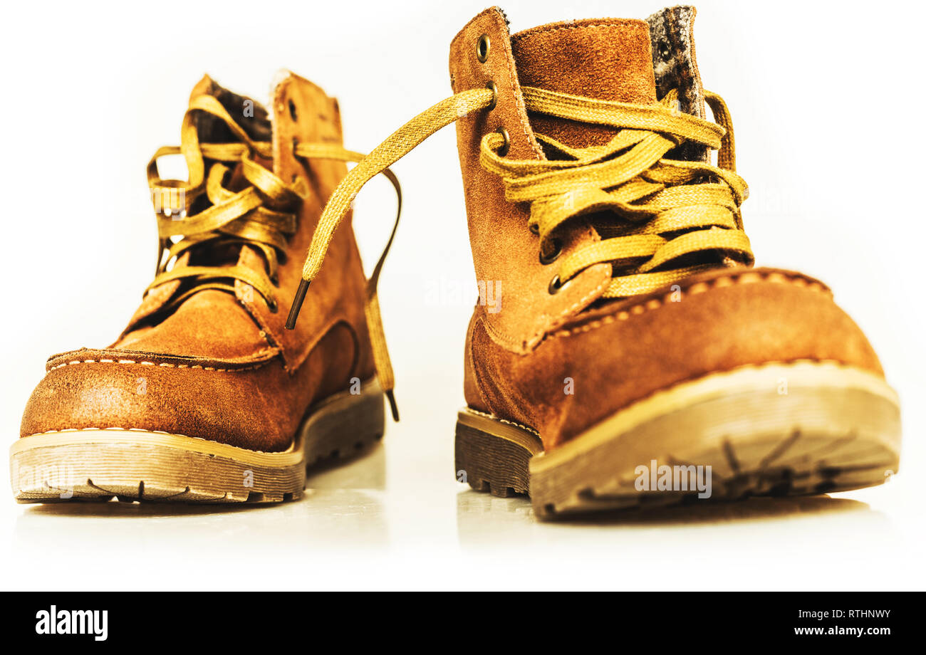 the hiking boots; isolated Stock Photo Alamy