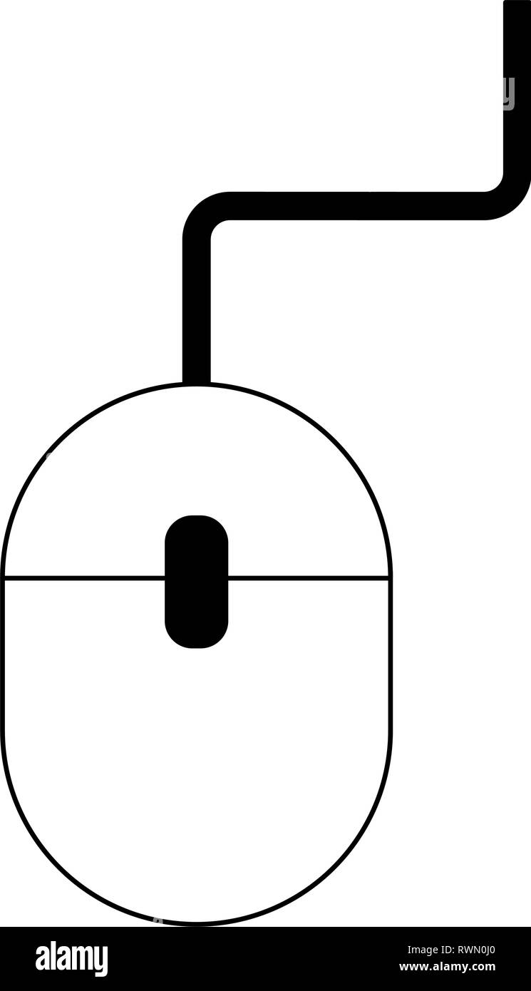 Computer mouse device technology black and white Stock Vector Image