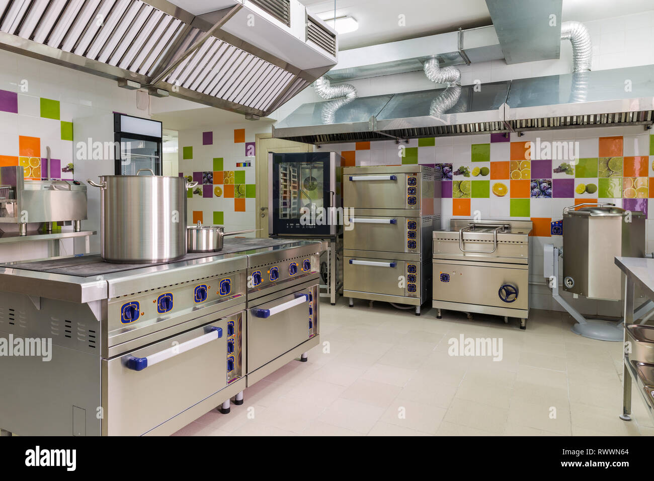 kitchen in a kindergarten Stock Photo Alamy