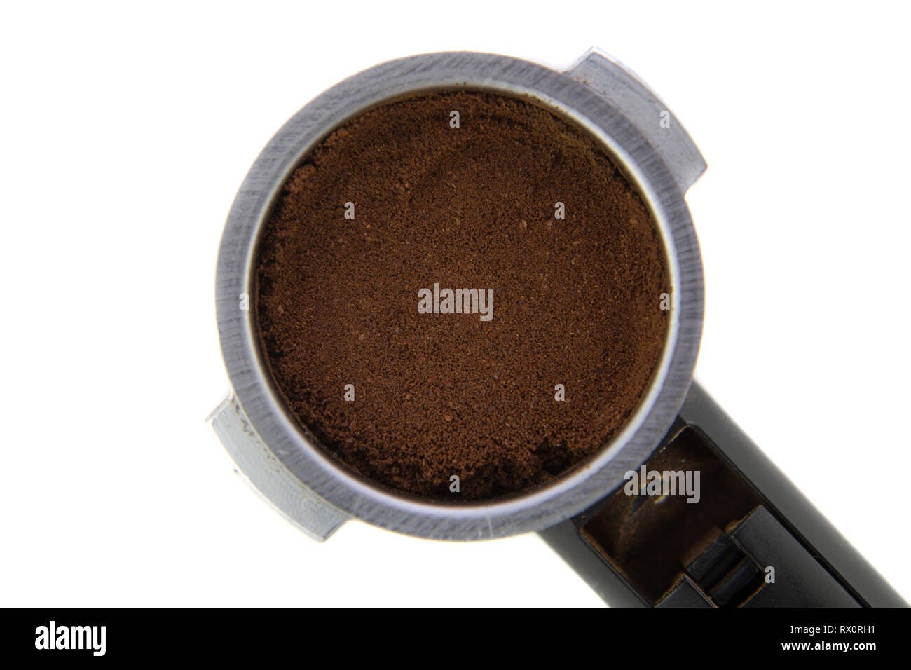 Filter Holder with ground coffee Stock Photo Alamy