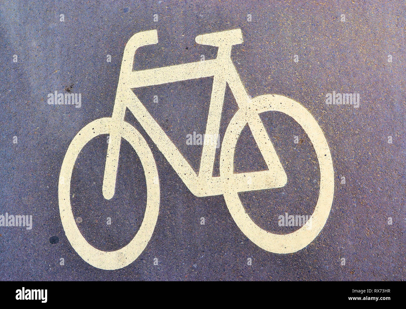 Symbol on a bike path Stock Photo Alamy