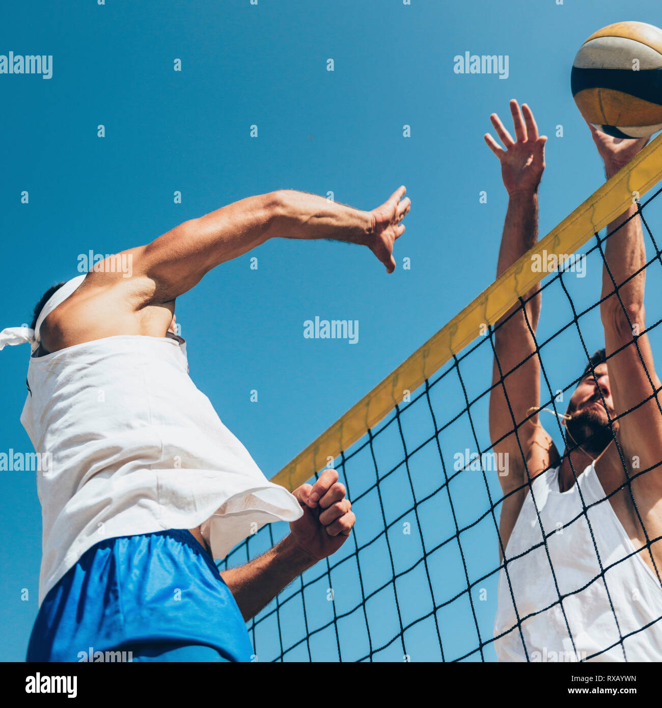 Beach volleyball game Stock Photo Alamy
