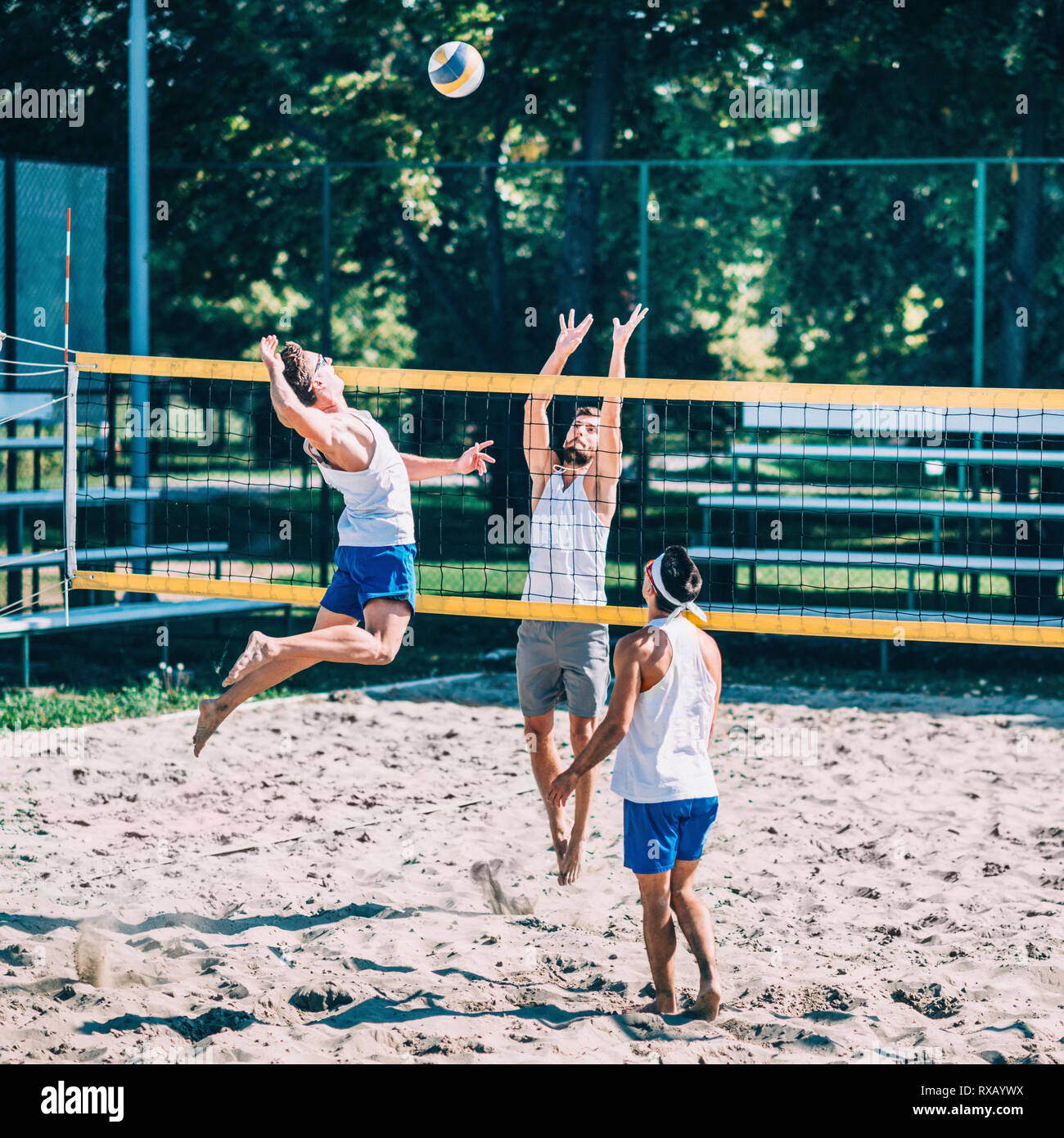 Beach volleyball game Stock Photo Alamy