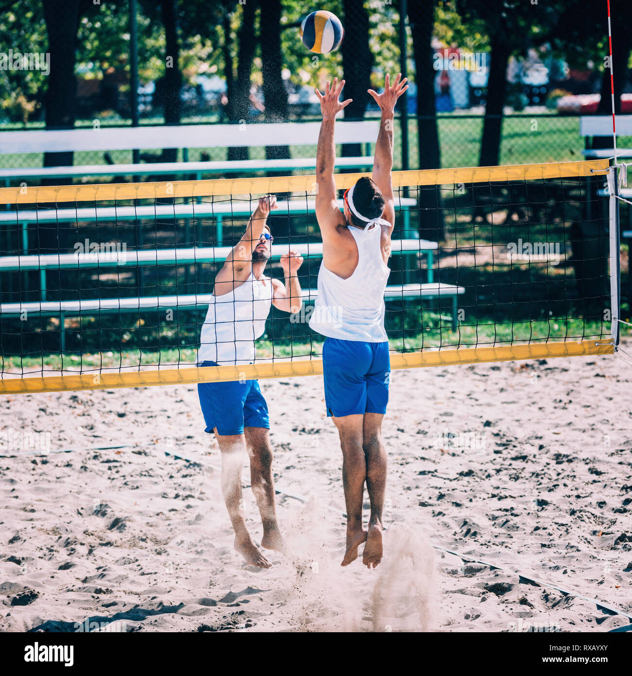 Beach volleyball game Stock Photo Alamy