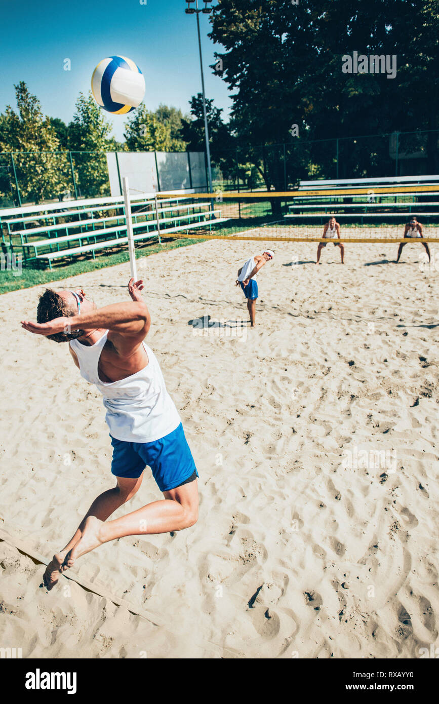 Beach volleyball game Stock Photo Alamy