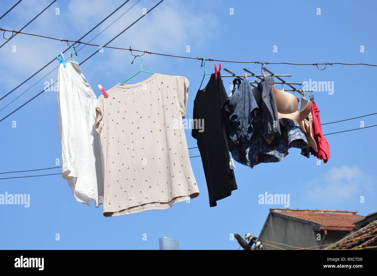 drying clothes in the sun Stock Photo Alamy