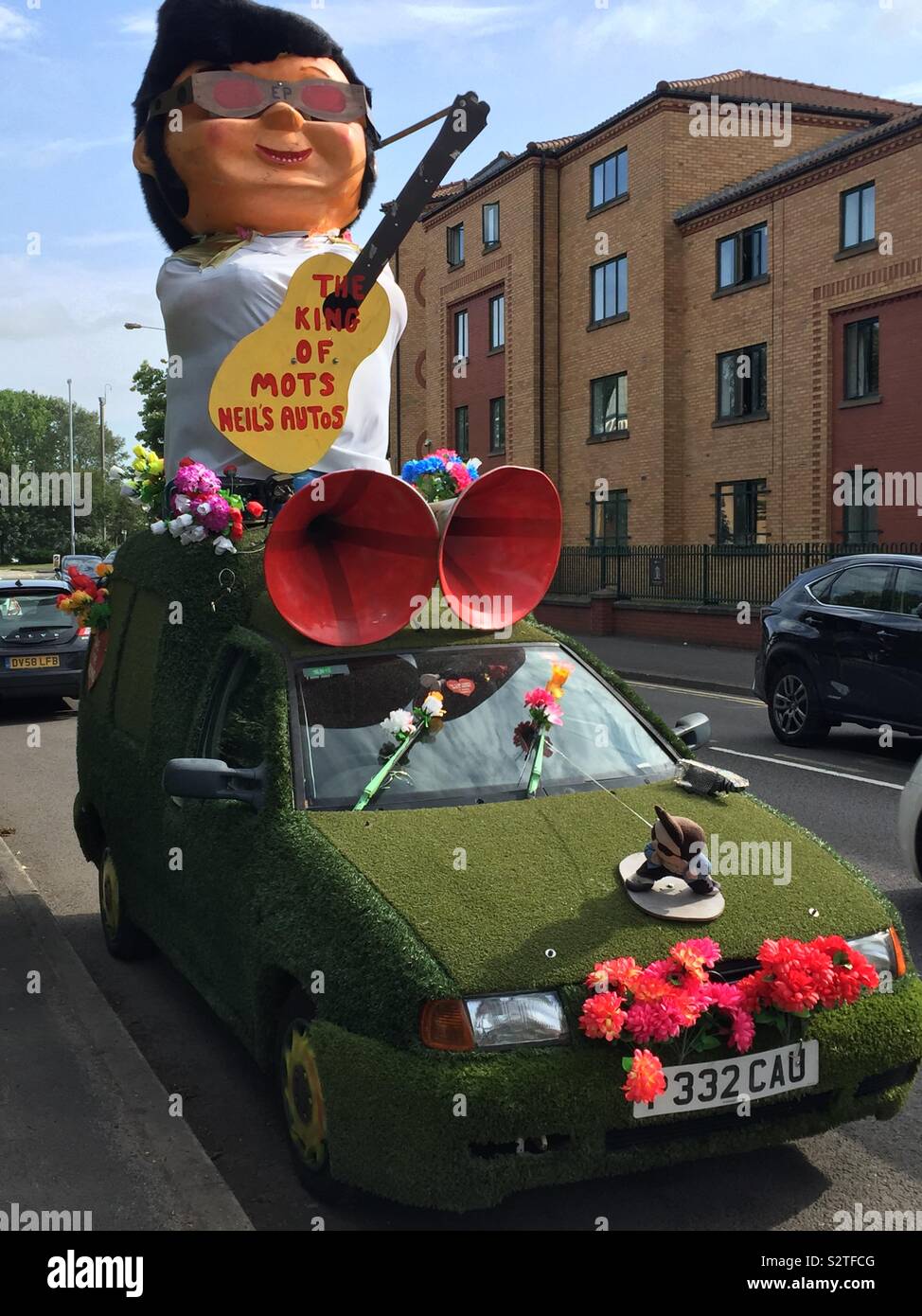 Grass covered van Stock Photo Alamy
