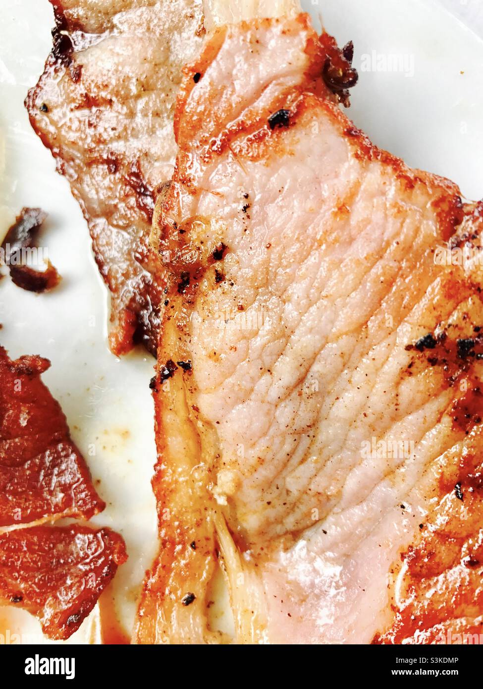 Cooked back bacon Stock Photo Alamy
