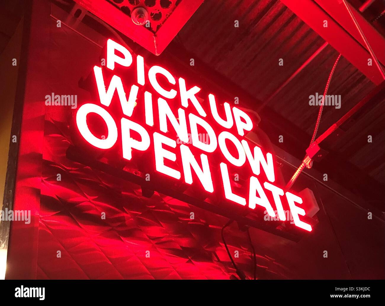 Pick Up Window Open Late Stock Photo Alamy