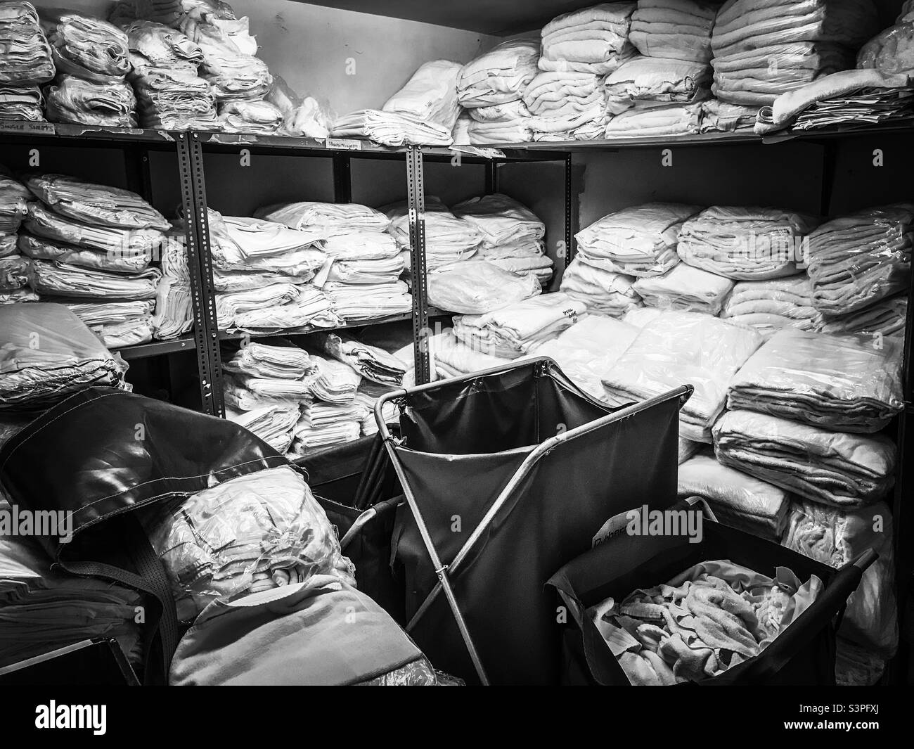 Hotel linen room during lockdown Stock Photo Alamy