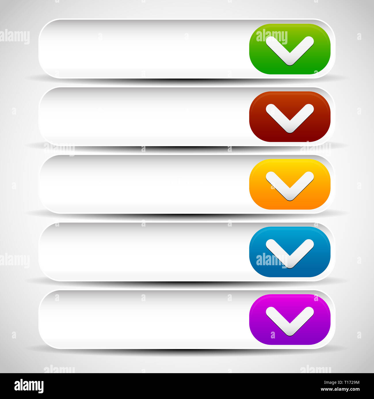 Vector illustration of rounded dropdown button templates. UI, webdesign