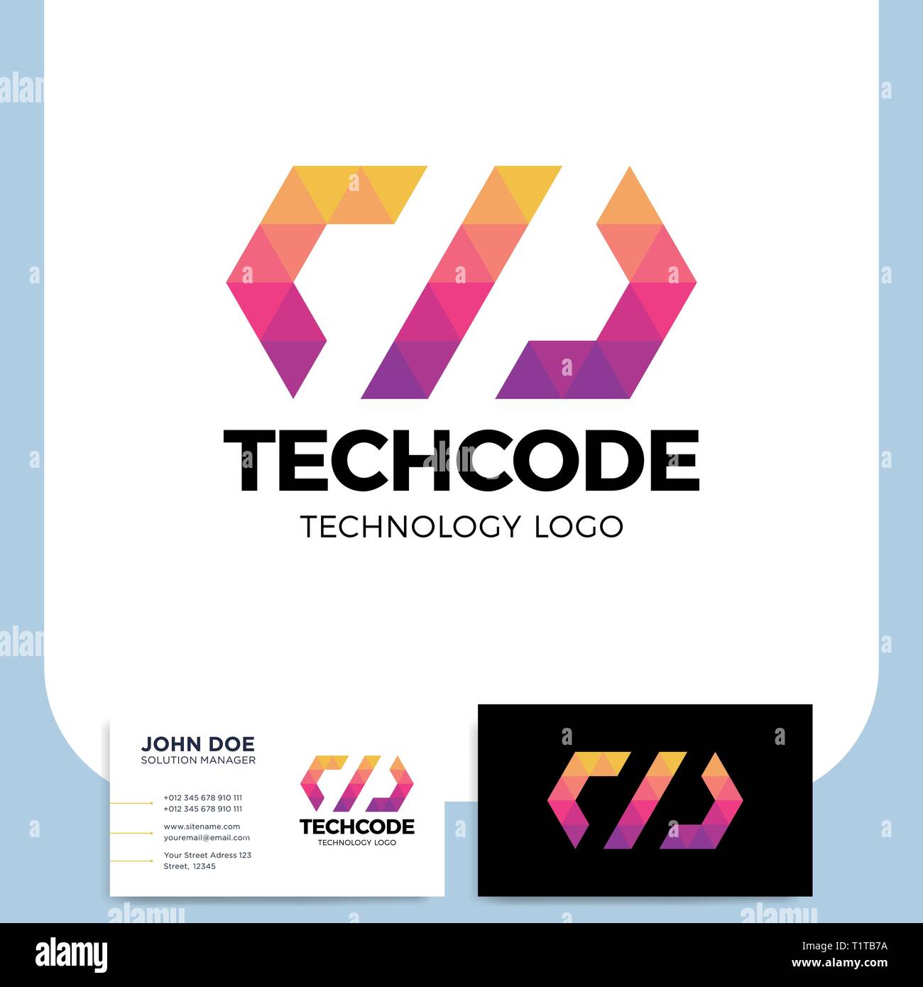 Code or coding Logo of a stylized triangle shape built with colorful
