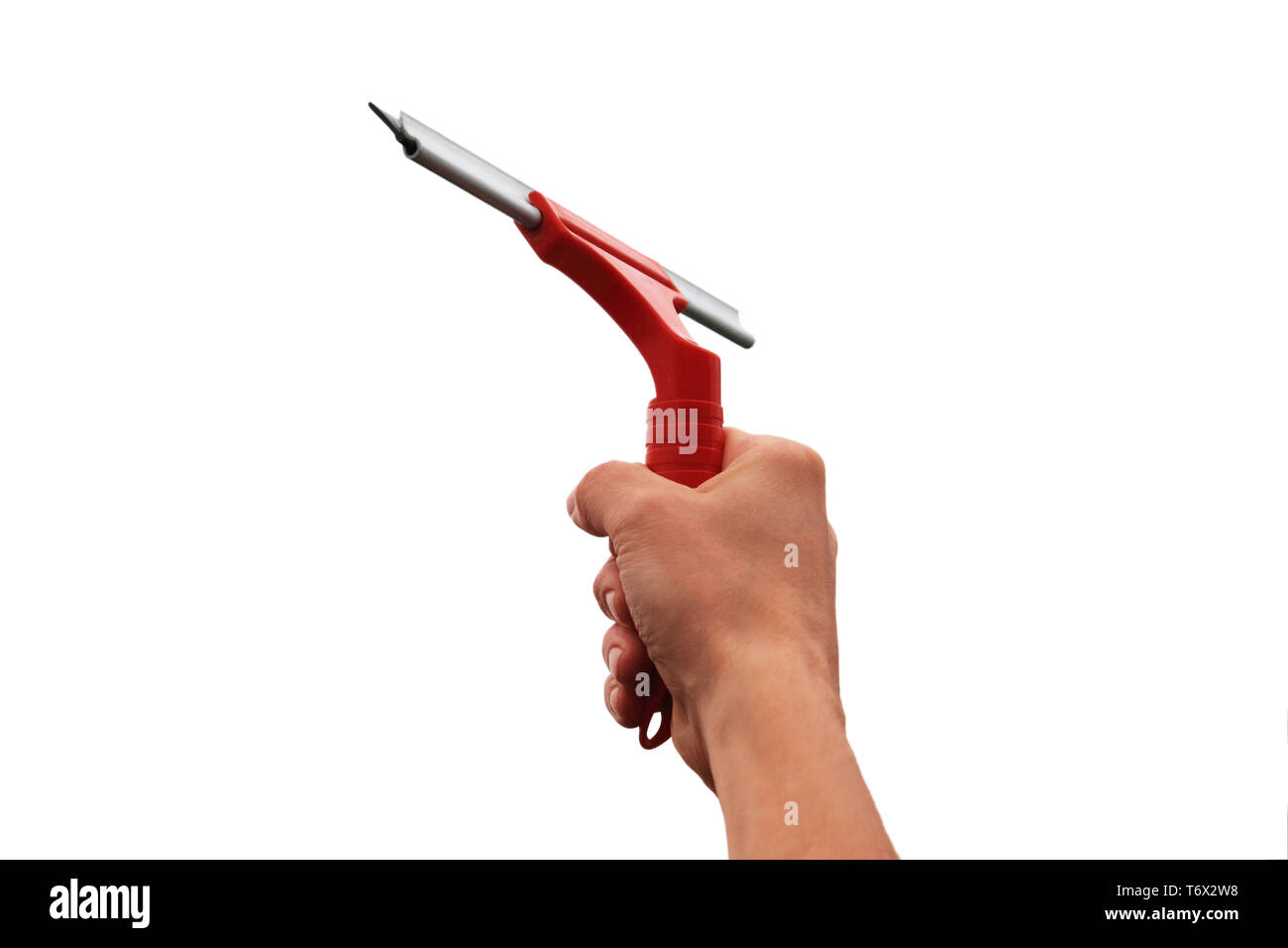 gesture, man withwindow squeegee Stock Photo Alamy