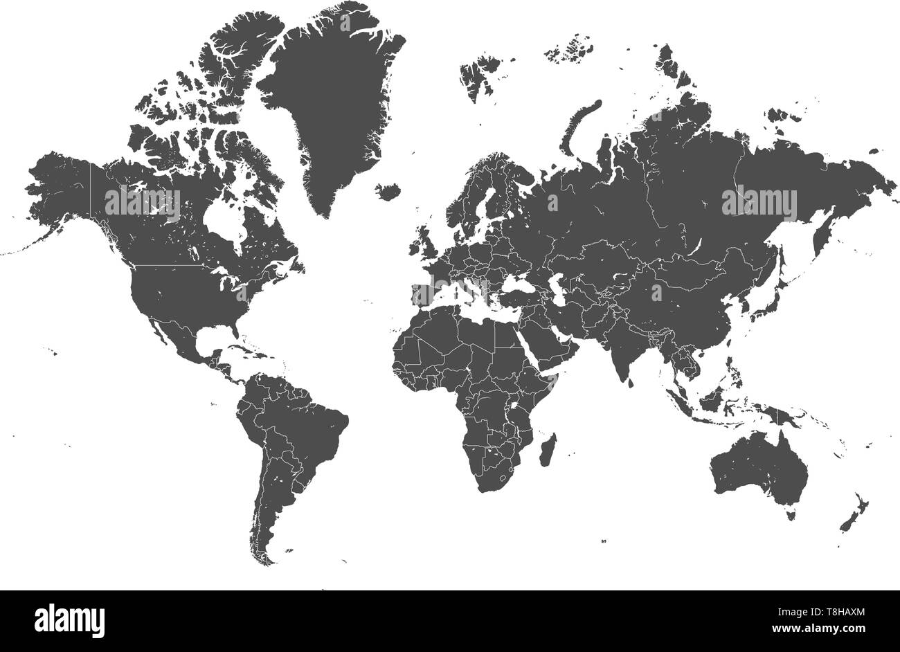 Map Of The World With Countries Labeled Black And White