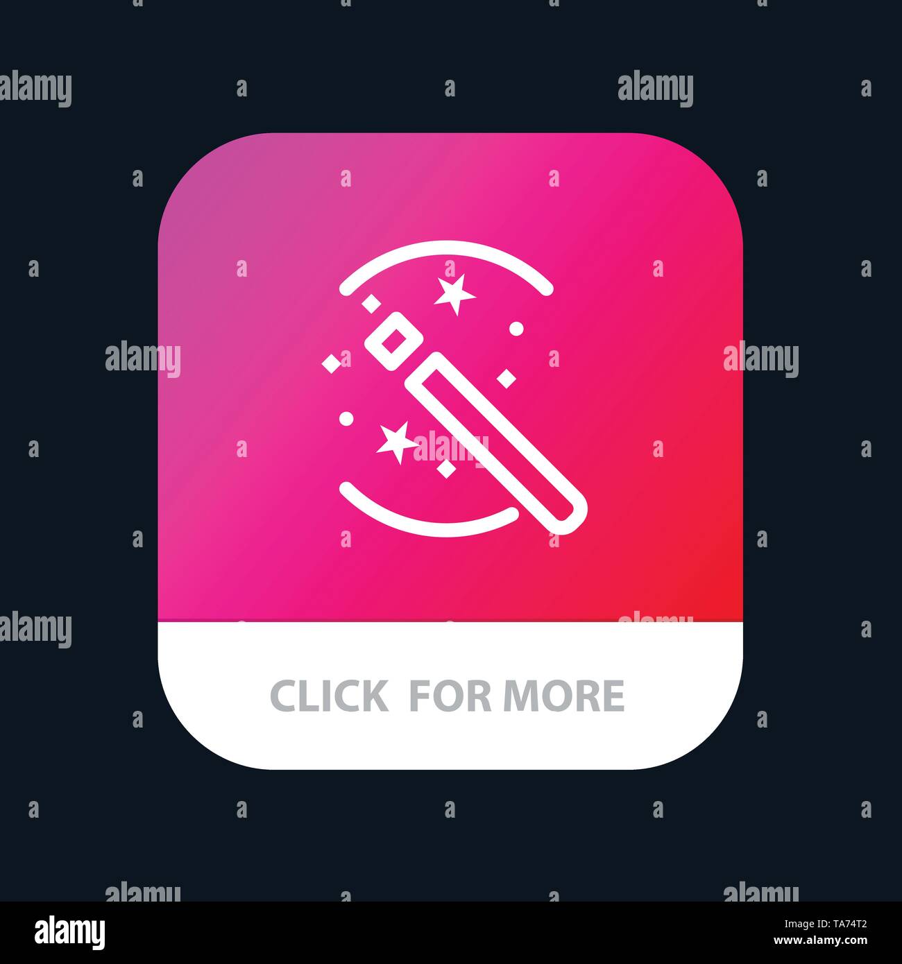 Tricks, Solution, Magic, Stick Mobile App Button. Android and IOS Line