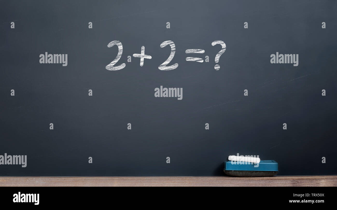 two plus two equal question mark Stock Photo Alamy