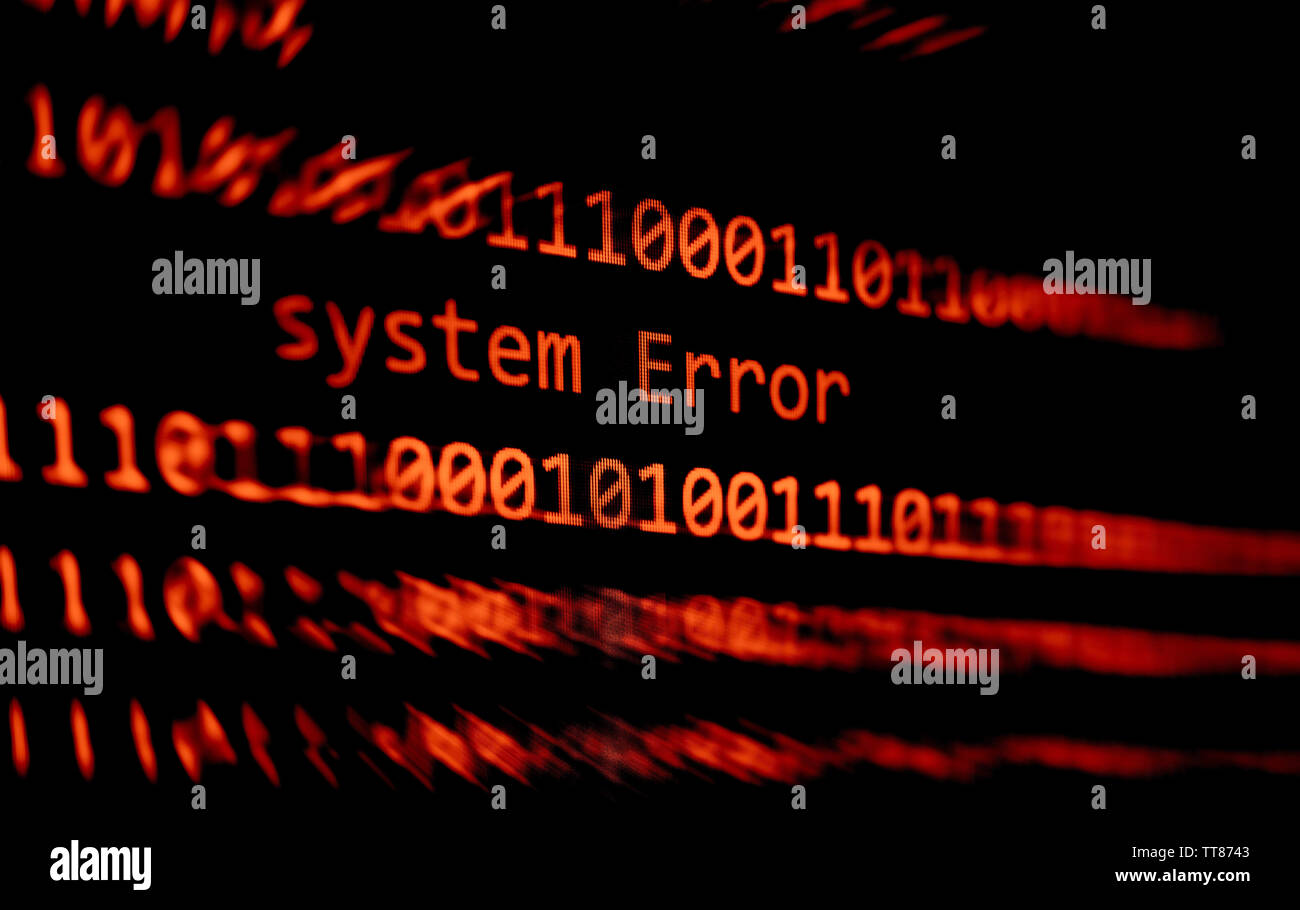 Technology binary code number data alert System Error message on
