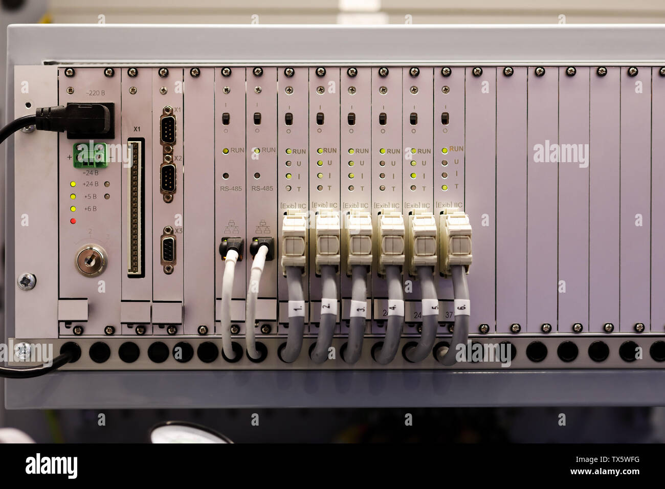 Modular PLC based industrial control system in a rack Stock Photo Alamy